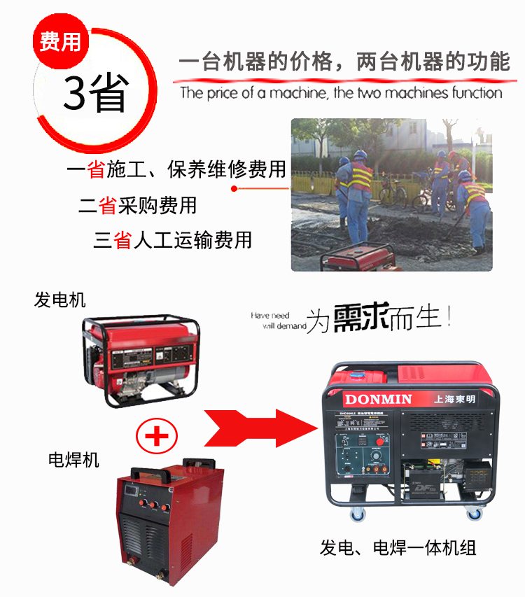 單相5KW柴油發電電焊一體兩用機組特色 單相5KW柴油發電電焊一體兩用機組特色